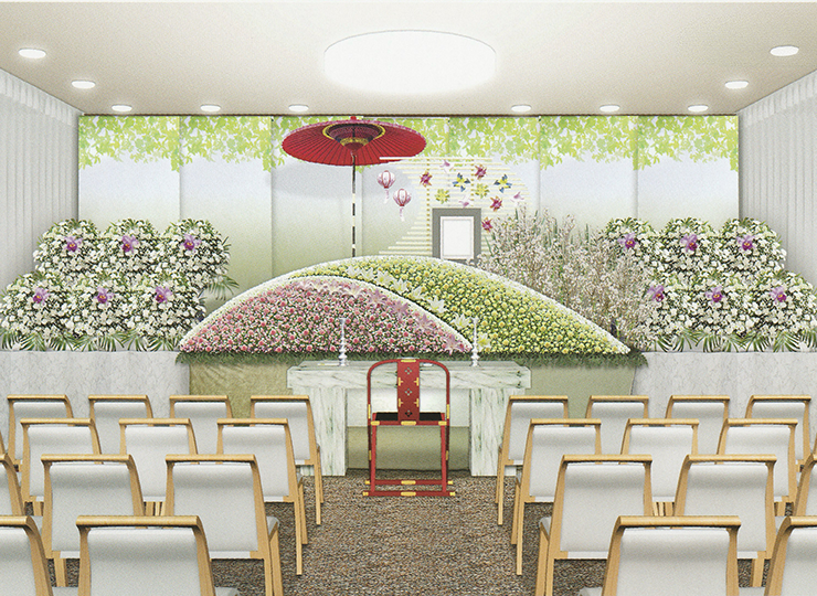 故人らしい葬儀花祭壇のイメージ